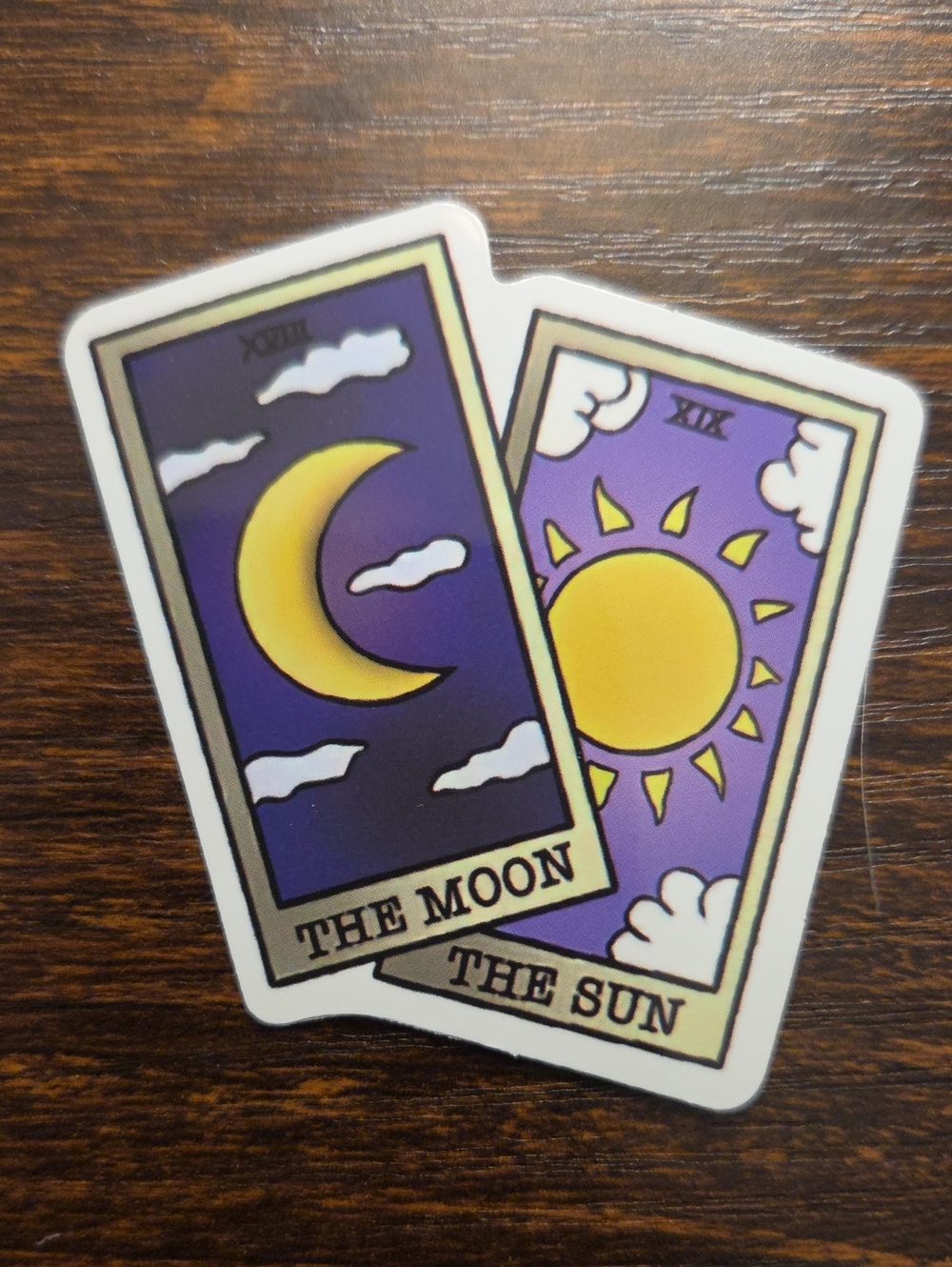The Moon & The Sun Tarot Wall Decal - Purple and Yellow